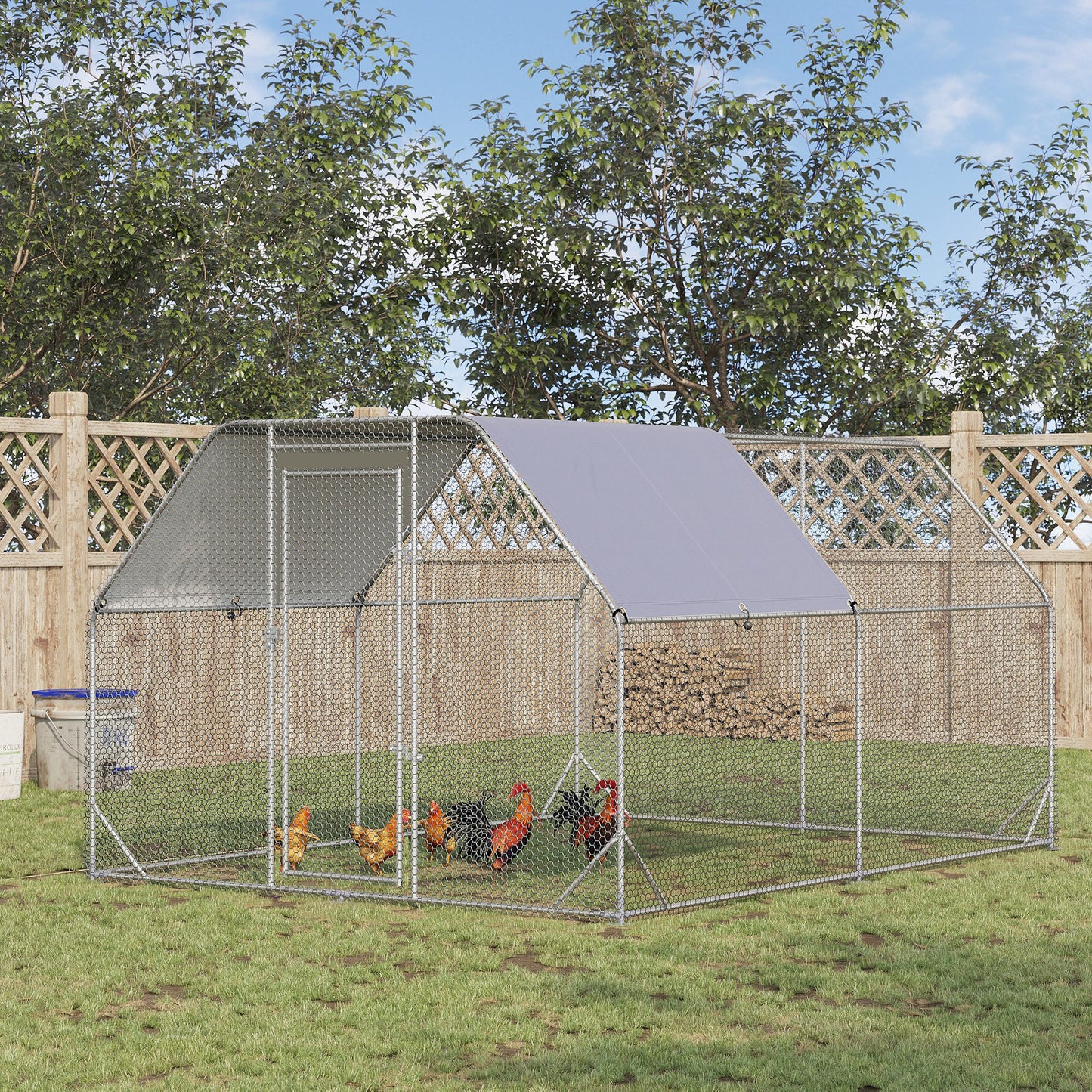 Chicken Run W/ Roof, Walk In Chicken Coop, Hen House Duck Pen