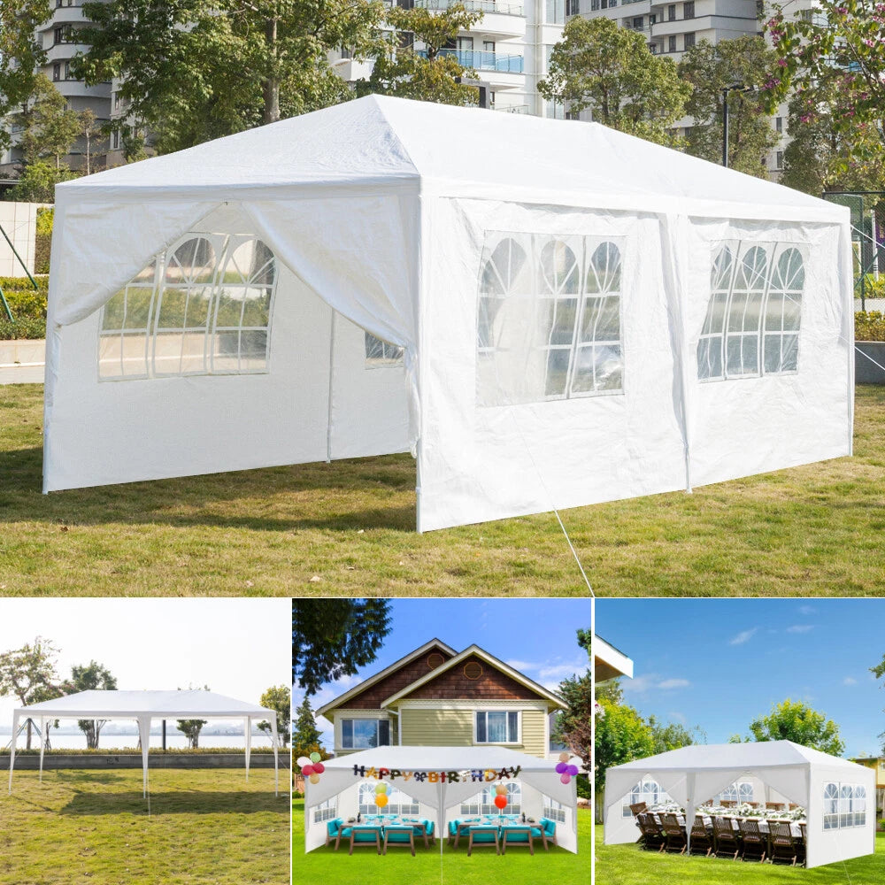 3x6M Gazebo Marquee Party Tent With 6 Sides Garden Patio Outdoor Canopy White UK