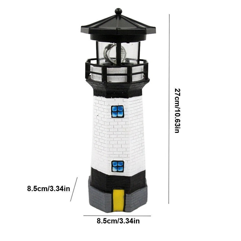 Solar Powered Lighthouse Rotating Led Garden Light House Decoration Ornament UK