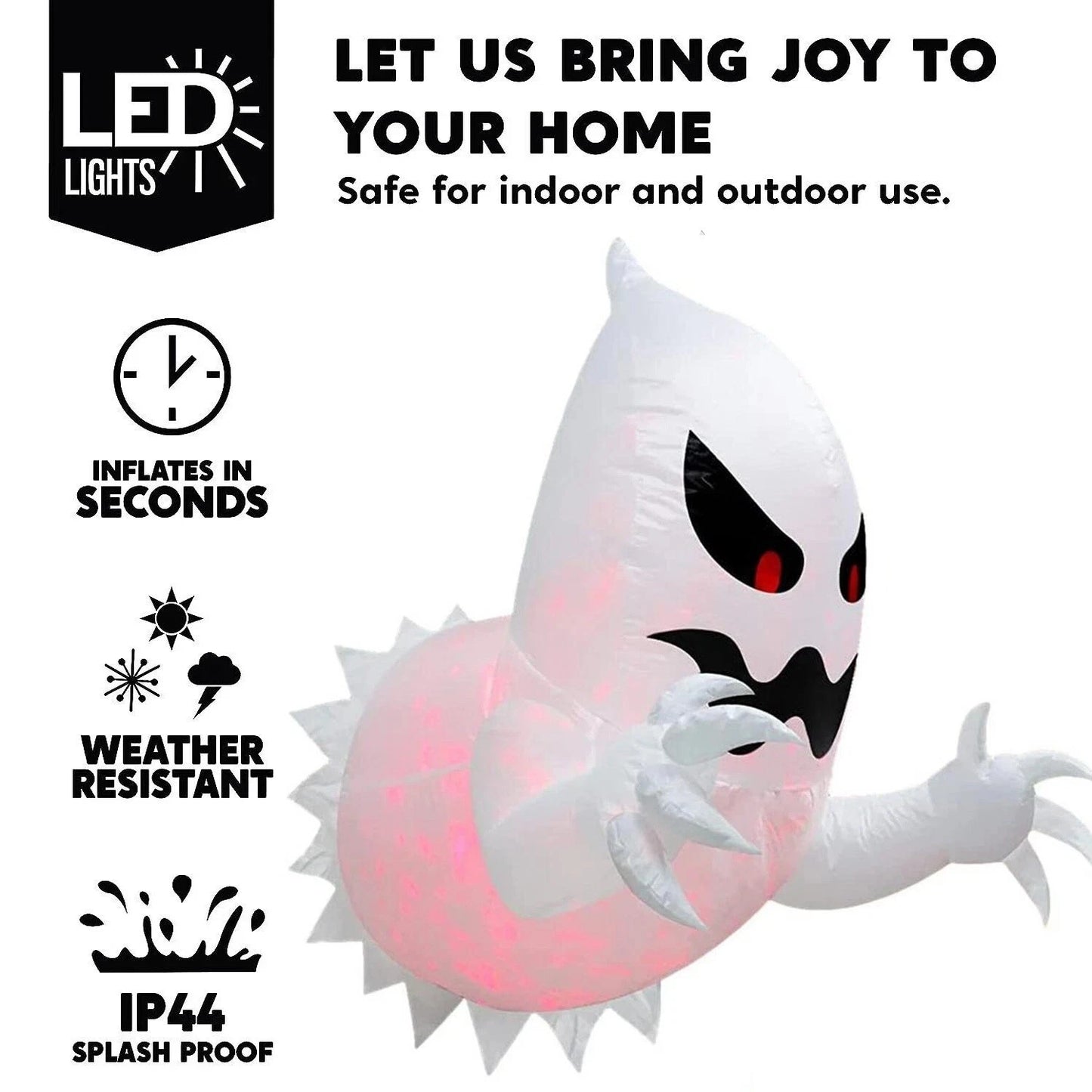 Halloween Inflatable Ghost With LED Lights Coming Out From Window Outdoor Decor