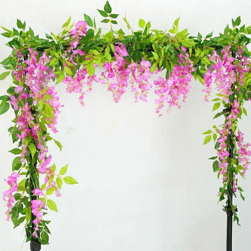 2X7FT Artificial Wisteria Vine Garland Foliage Flower Plant Trailing Home Decor