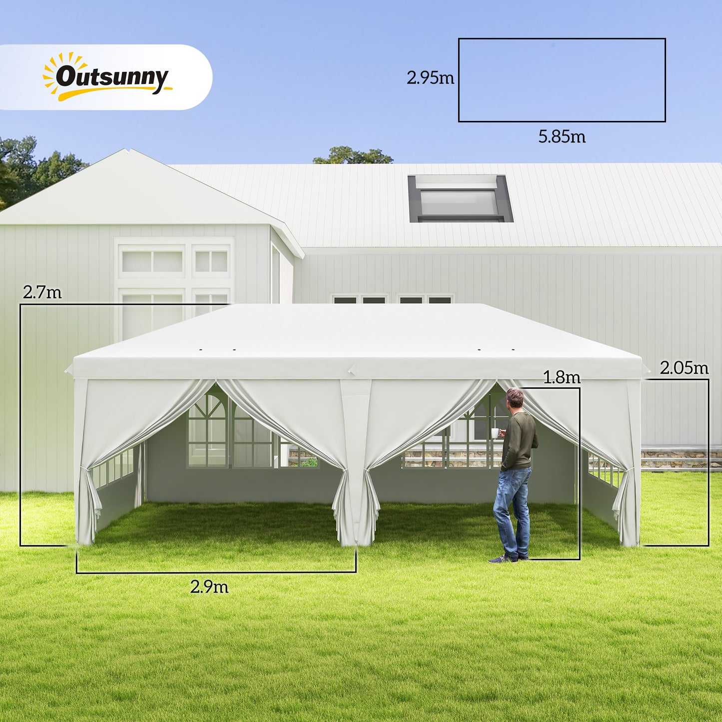 3x6m Popup Garden Heavy Duty Gazebo Marquee Party Tent Canopy with 6 Side Walls