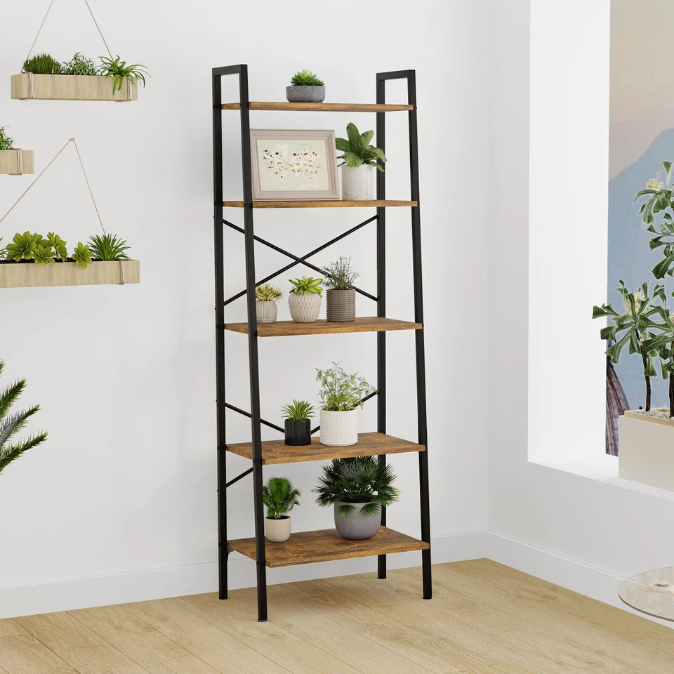 Ladder Shelf Bookcase Tier Display Storage Shelving Unit Stand Wall Rack