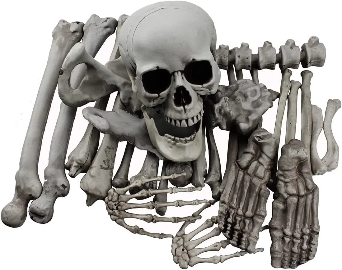 28PCS Bag of Bones Human Skull Skeleton Halloween Scary Pirate Party Decoration