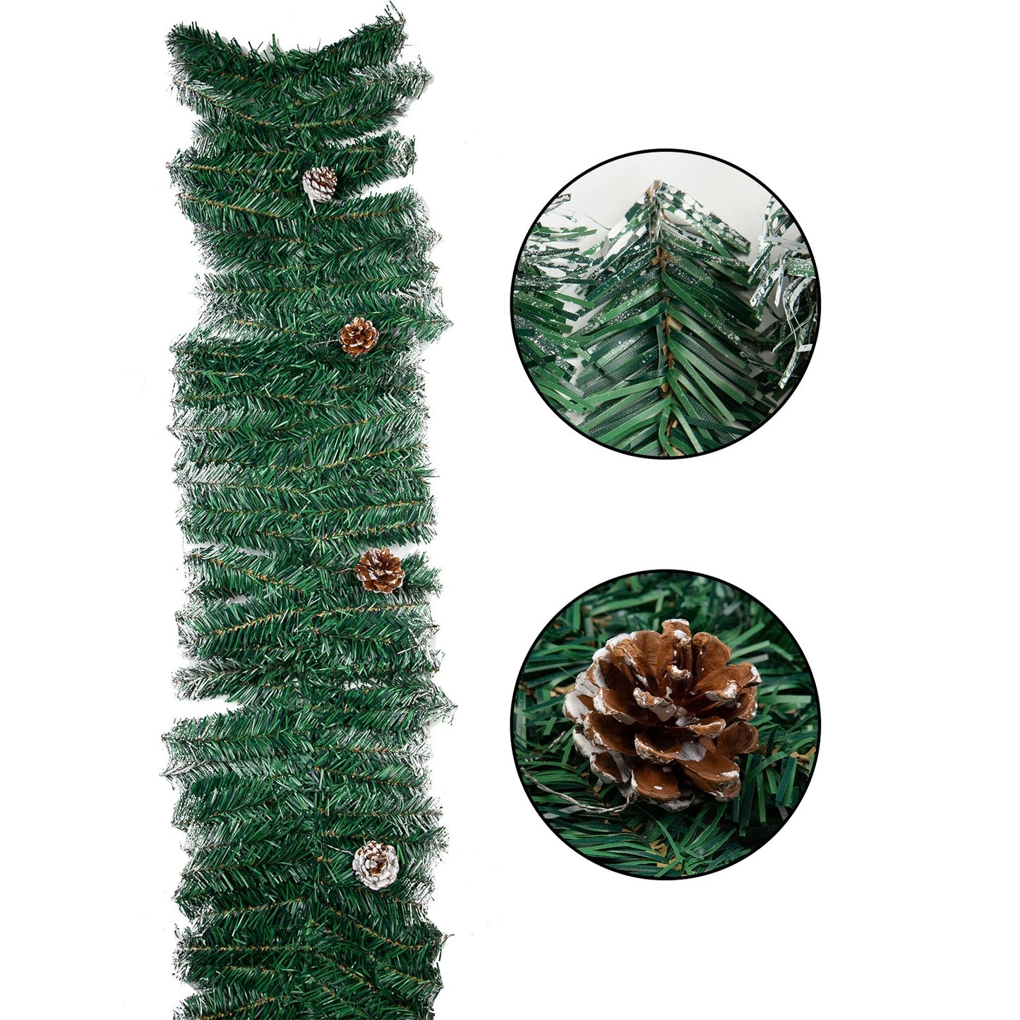 9ft Christmas Garland Snow Flocked With Lights Pinecones Berries Wreath Bushy
