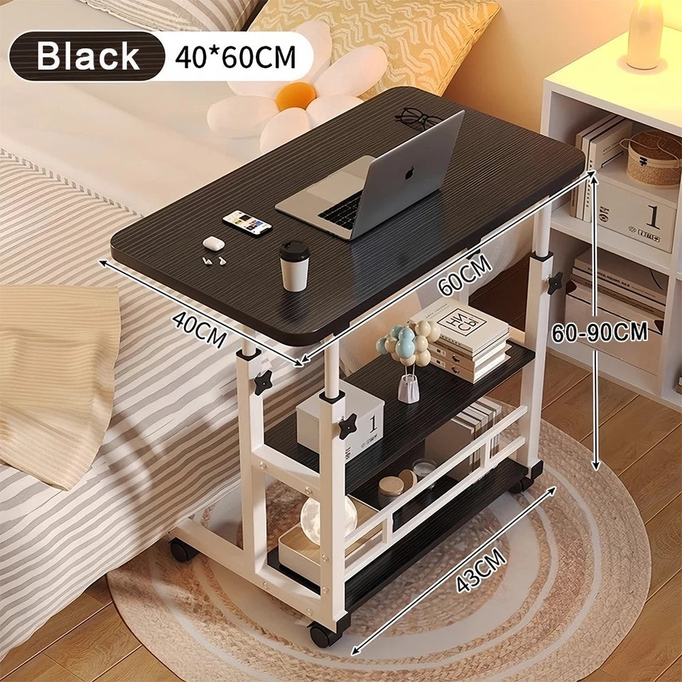 Adjustable Height Small PC Computer Desk Mobile Overbed Table Laptop Stand Shelf