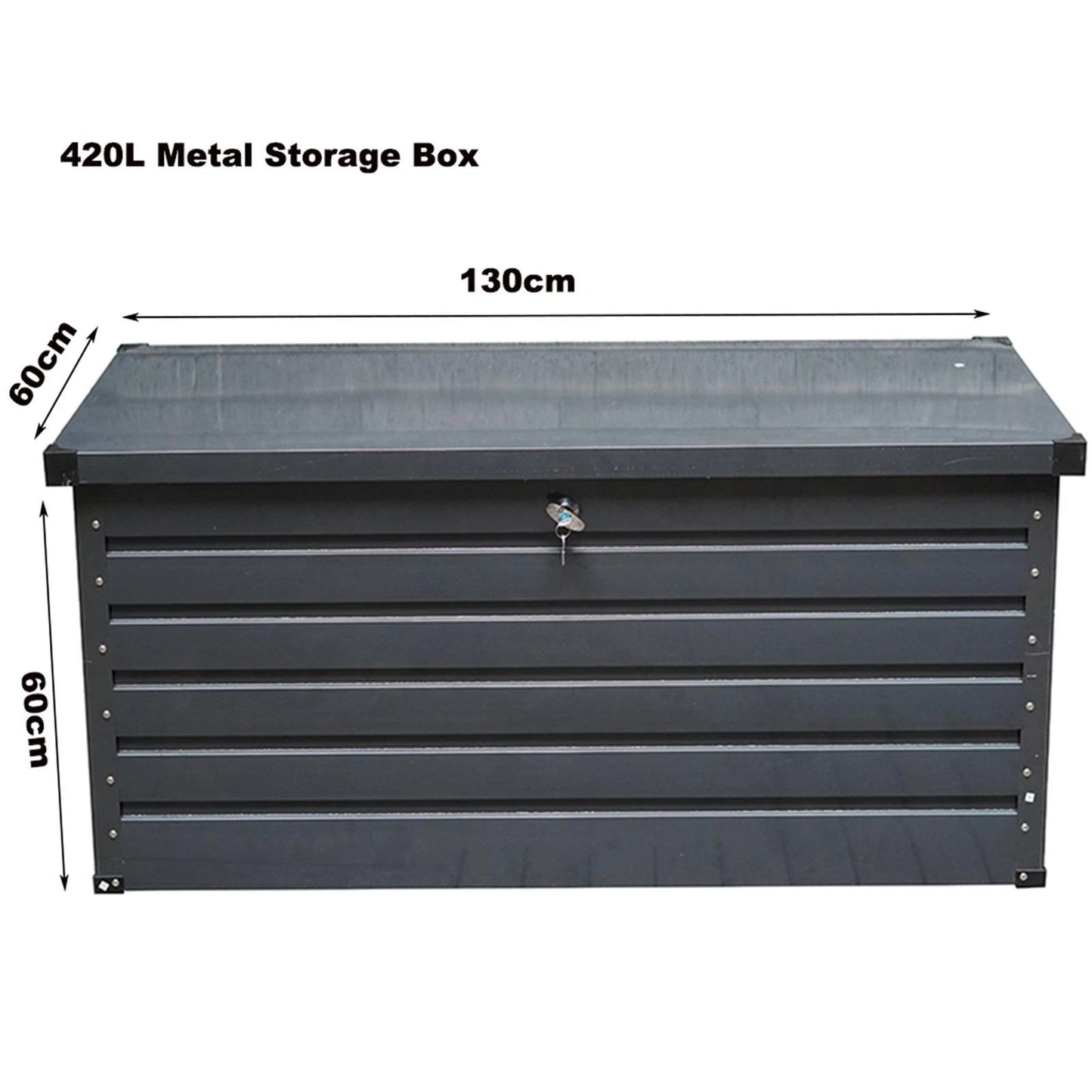 Dark Grey 420L Metal Storage Box Garden Outdoor Shed Utility Cushion Chest Truck