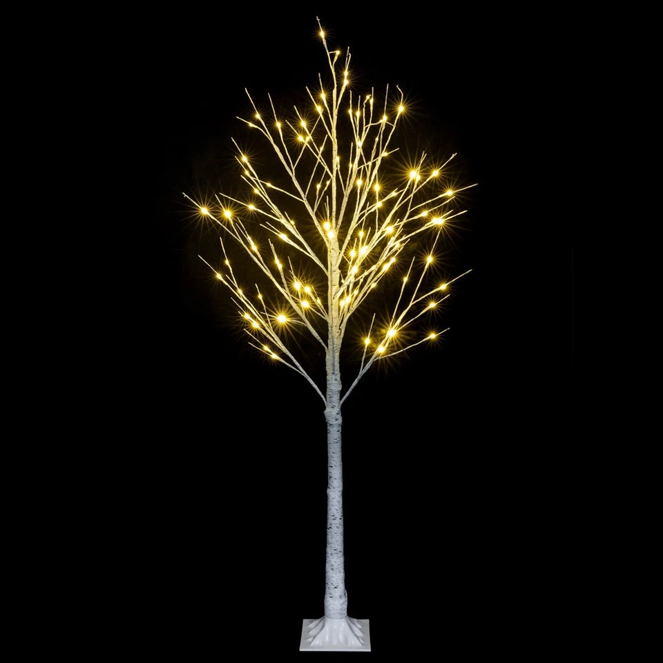 Outdoor 4ft, 6ft, 8ft Birch Christmas Twig Tree Pre Lit Ice Warm White Multi LED