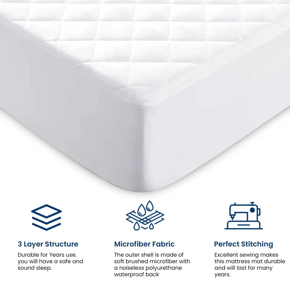 Extra Deep Quilted Water proof Mattress Protector Fitted Bed Cover