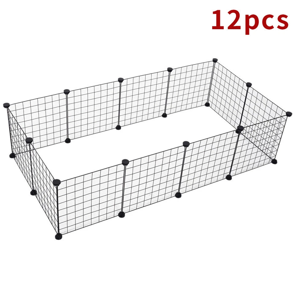 12 Panel Pet Playpen Metal Puppy Dog Small Animals Cage Run Fence Indoor Outdoor