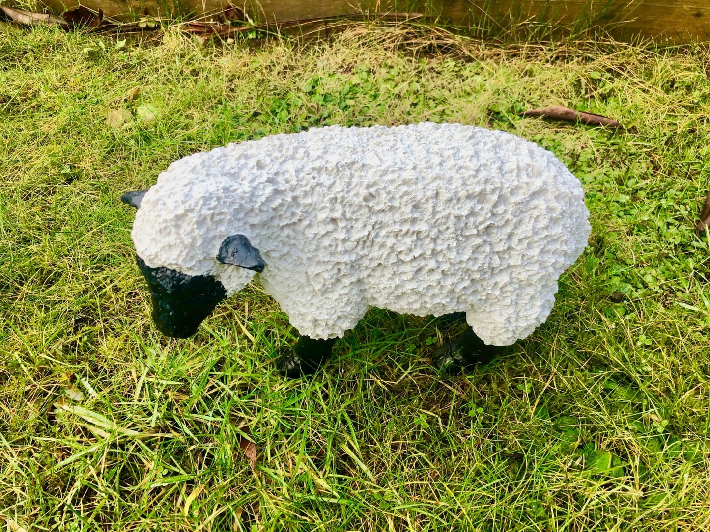 Spring Lamb Garden Ornament Resin Laying Down Sheep Statue Farmyard Gift Garden