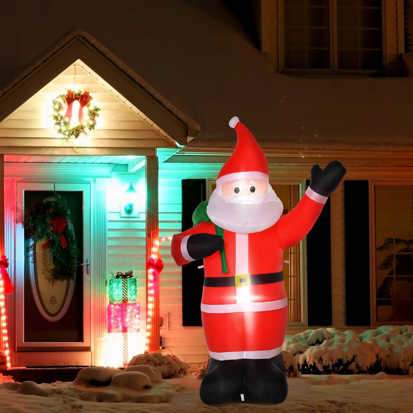 8ft Christmas Inflatable Santa Claus with Gift Bag LED Lights Outdoor Decor