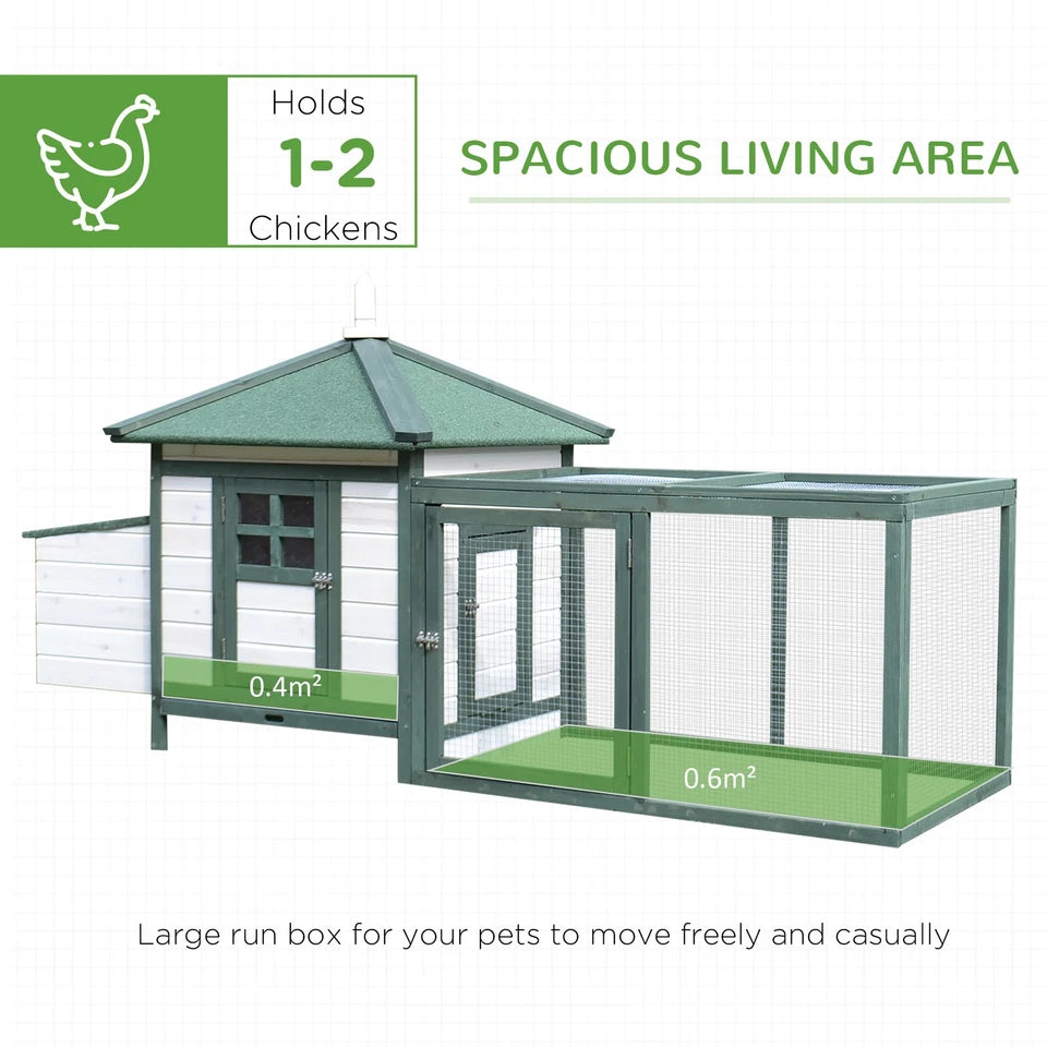 Wood Chicken Coop Pet Poultry Hen House Back yard with Nesting Box Ramp Run