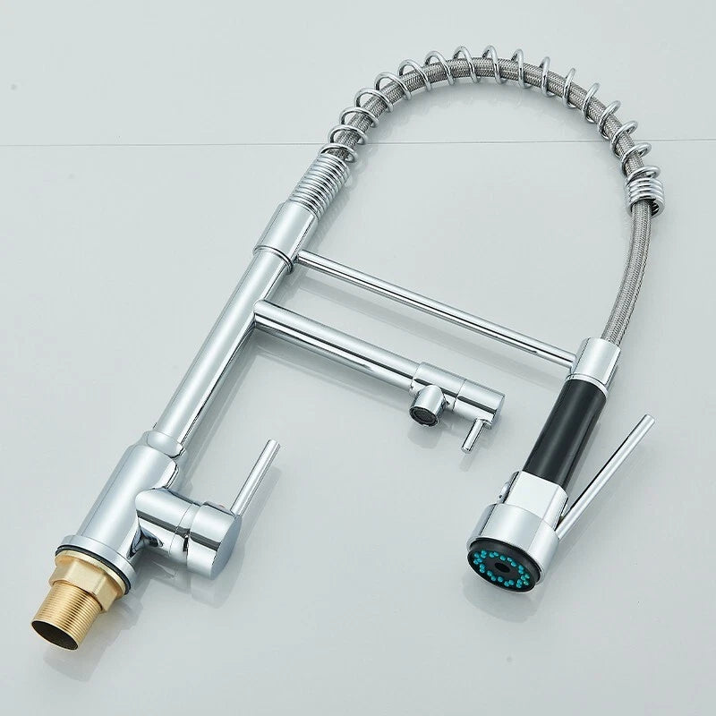 Modern Monobloc Pull Out Kitchen Mixer Tap Dual Spout Spray Single Lever Chrome