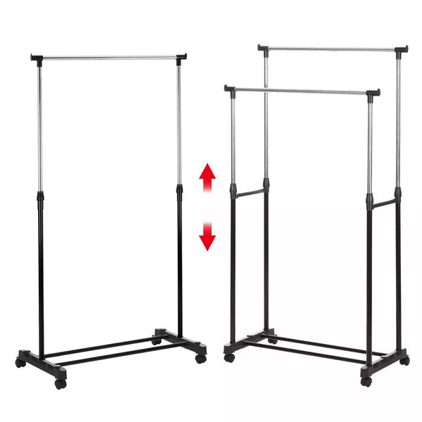 Metal Clothes Rail Storage Garment Shelf Hanging Display Stand Rack
