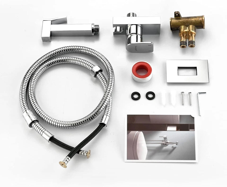 Muslim Shower Mixer Kit, Hot and Cold Bidet Spray with Shattaf Sprayer