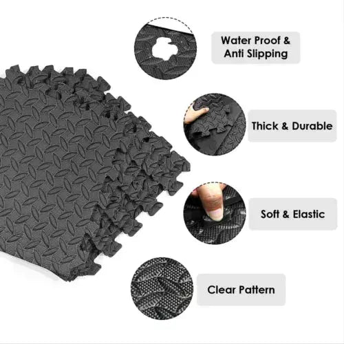 Yoga Tiles Mat Gym Thick Flooring Interlocking Floor Mats Soft Foam 60x60cm