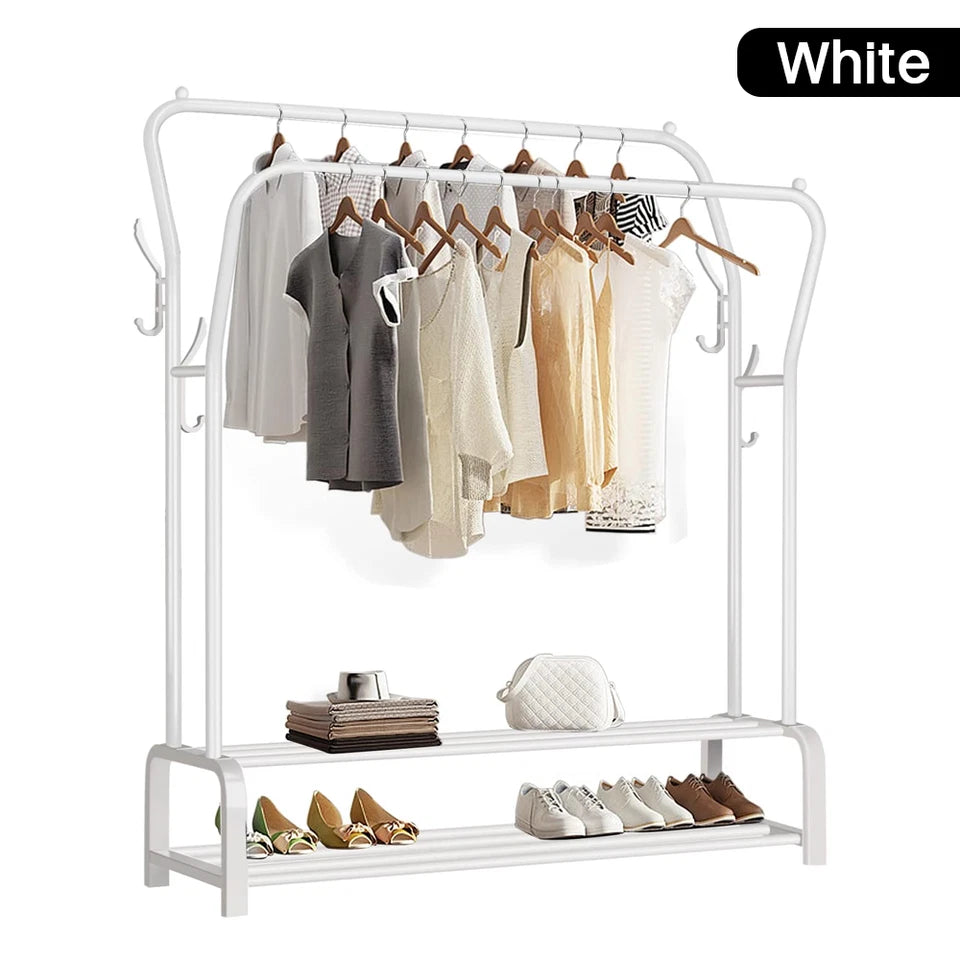Heavy Duty Metal Double Rail Clothes Garment Hanging Rack Shelf Display Stand UK