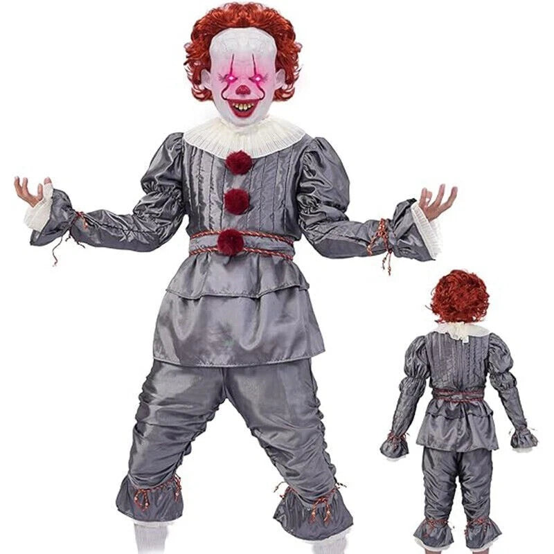 Adult Pennywise Clown Costume Halloween Cosplay Suit Outfit Fancy ( Dress Only)