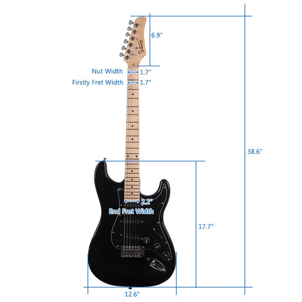 Glarry GST Electric Guitar W/ Pickguard 3 Single Pickup Bag Strap Wire Plectrum
