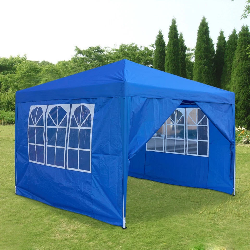 3x3M Heavy Duty Gazebo Marquee Popup Waterproof Garden Party Tent 4 WallSides