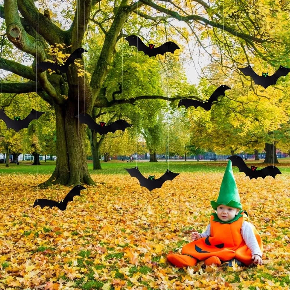 12PCS Halloween Hanging Bats, Halloween Flying Bat Hanging Decorations