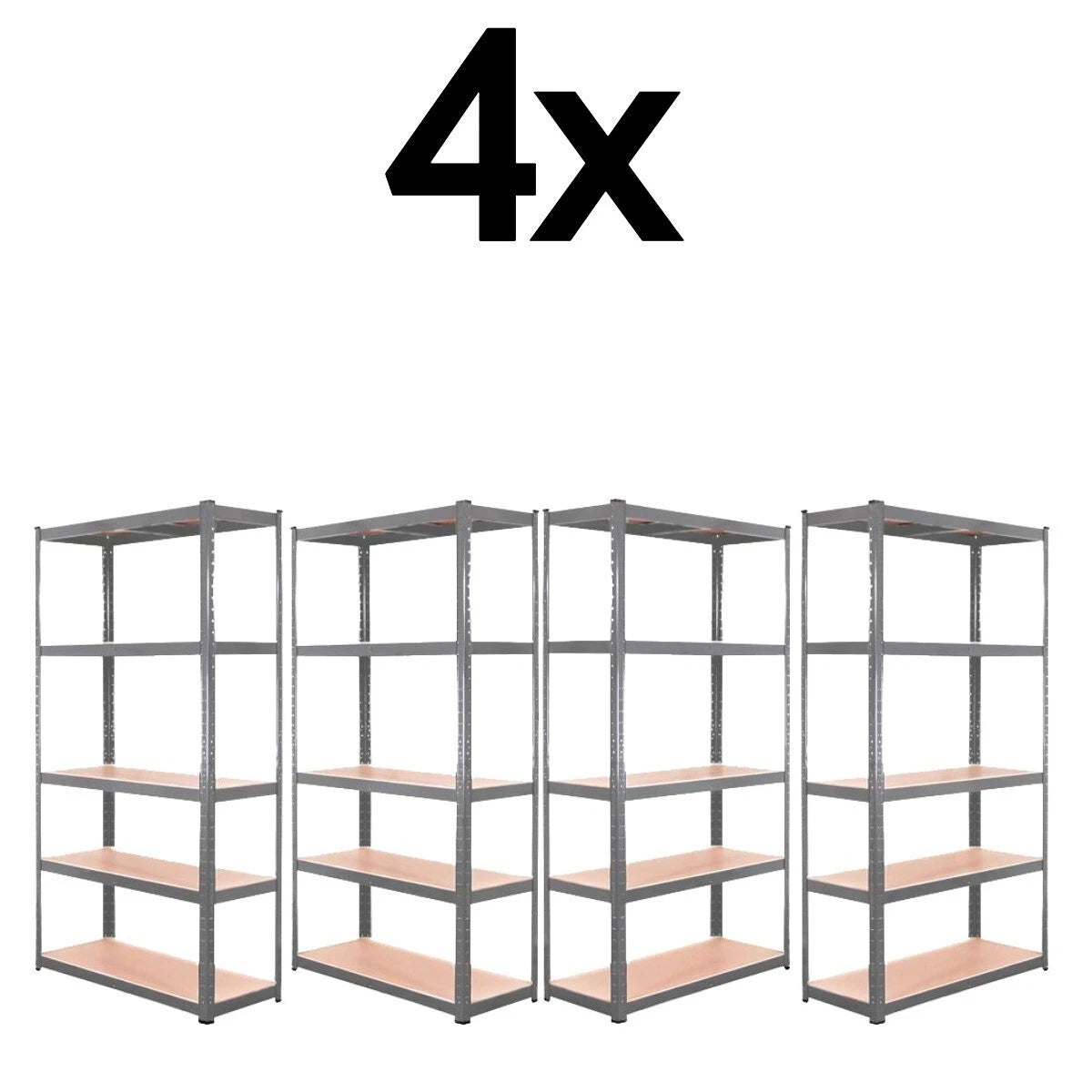 4x Metal 5 Tier Garage Shelves Shelving Unit Racking Storage 180 x 90 x 40cm