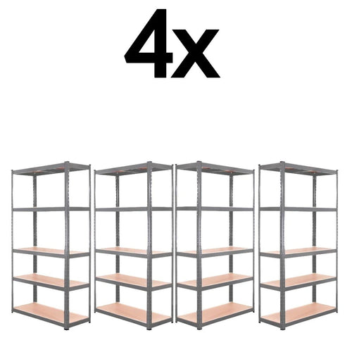 4x Metal 5 Tier Garage Shelves Shelving Unit Racking Storage 180 x 90 x 40cm