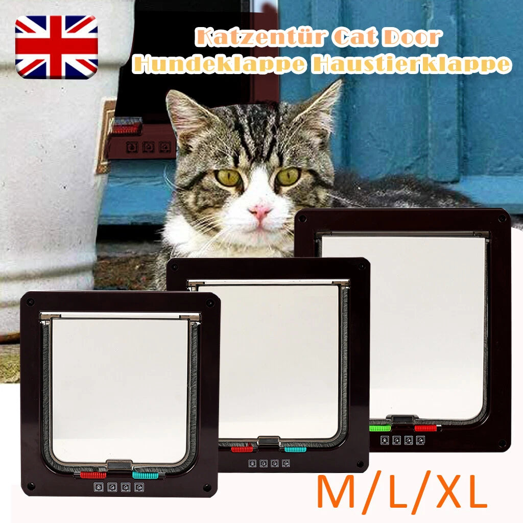 4 way Pet Door Locking Large Extra Large Dog Cat Flap Magnetic Door Frame