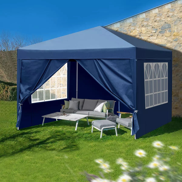 3x3M Heavy Duty Gazebo Marquee Popup Waterproof Garden Party Tent 4 WallSides