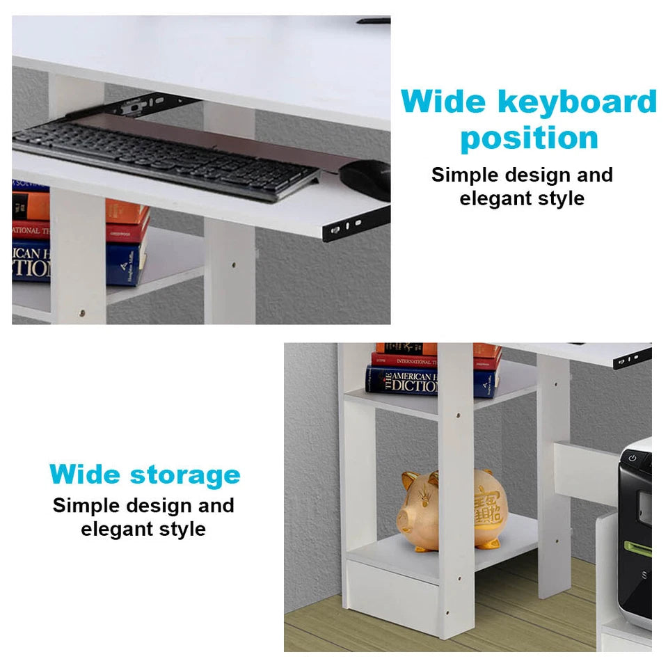 Computer Desk Laptop Pc Study Table Home Office Desk Furniture Shelf Workstation