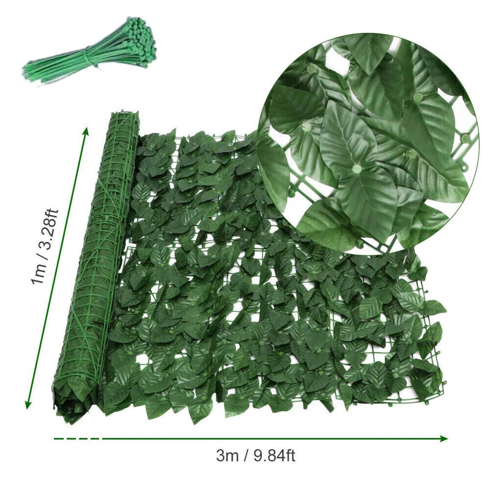 Artificial Hedge Fake Ivy Leaf Garden Fence Privacy Screening Roll Wall Panel 18x2m