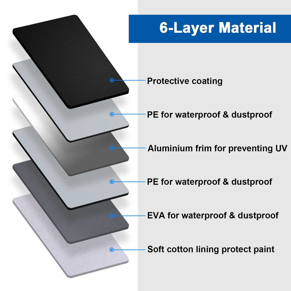 Waterproof 6 Layer Car Cover Heavy Duty Cotton Lined UV Protection