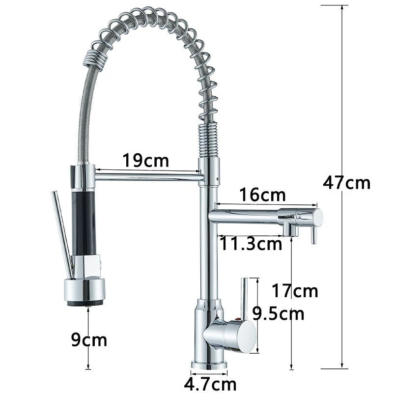 Modern Monobloc Pull Out Kitchen Mixer Tap Dual Spout Spray Single Lever Chrome