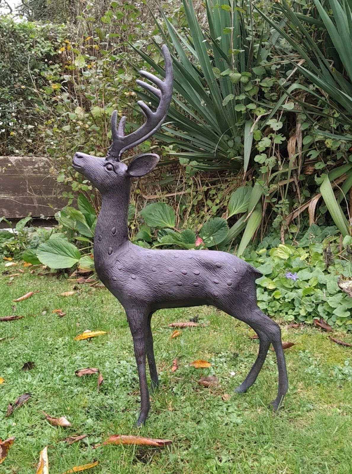 Aluminium Stag Garden Sculpture Ornament Cast Aluminium With Aged Finish