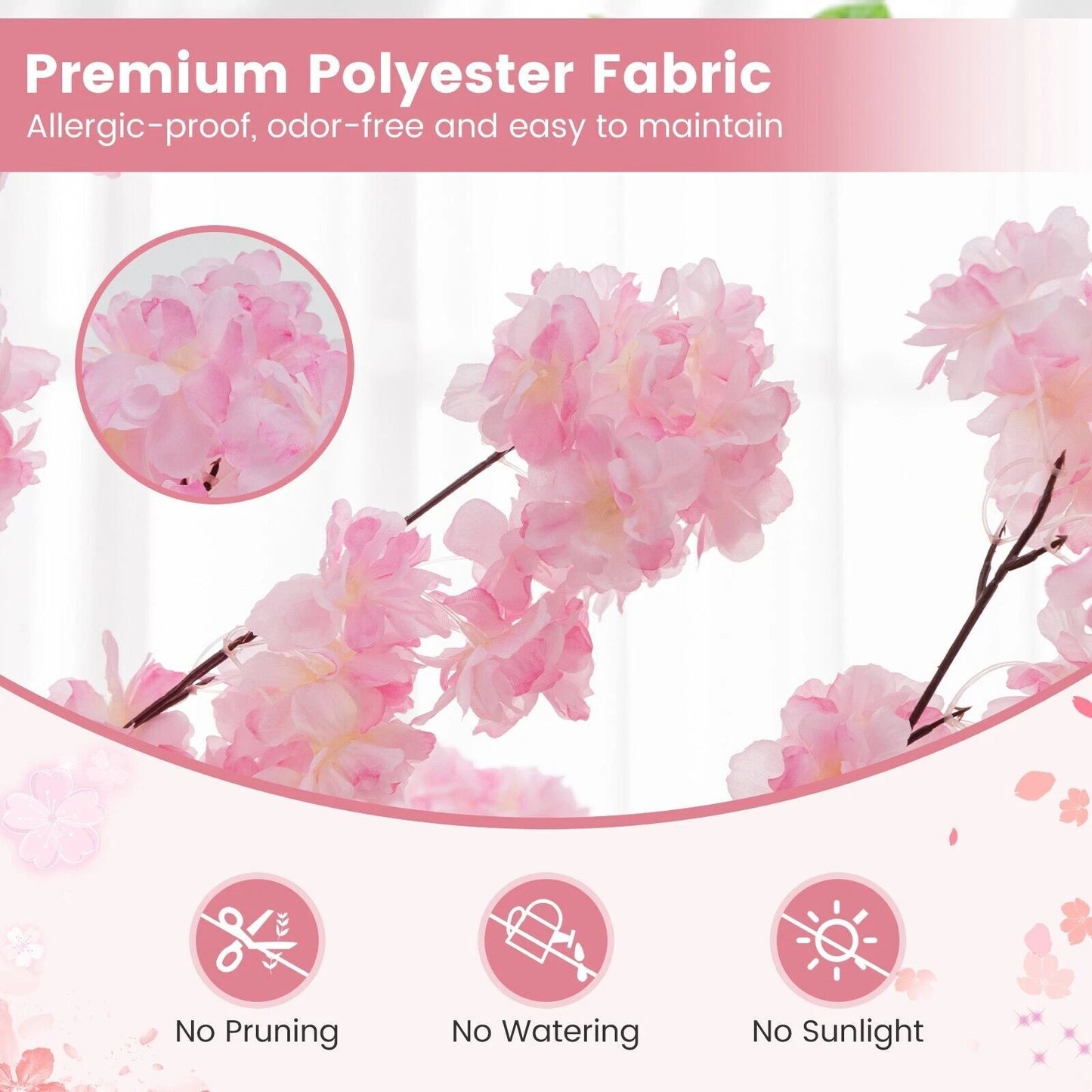 190cm Tall Artificial Cherry Blossom Tree Faux Floral Plant 1170 Flowers