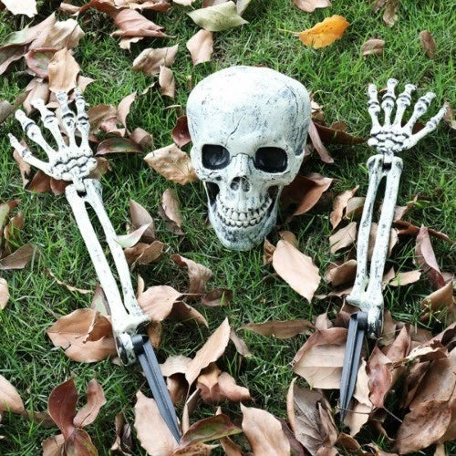 Skeleton Bones Prop Ground Breaking Scary Halloween Decoration Human Skull Party