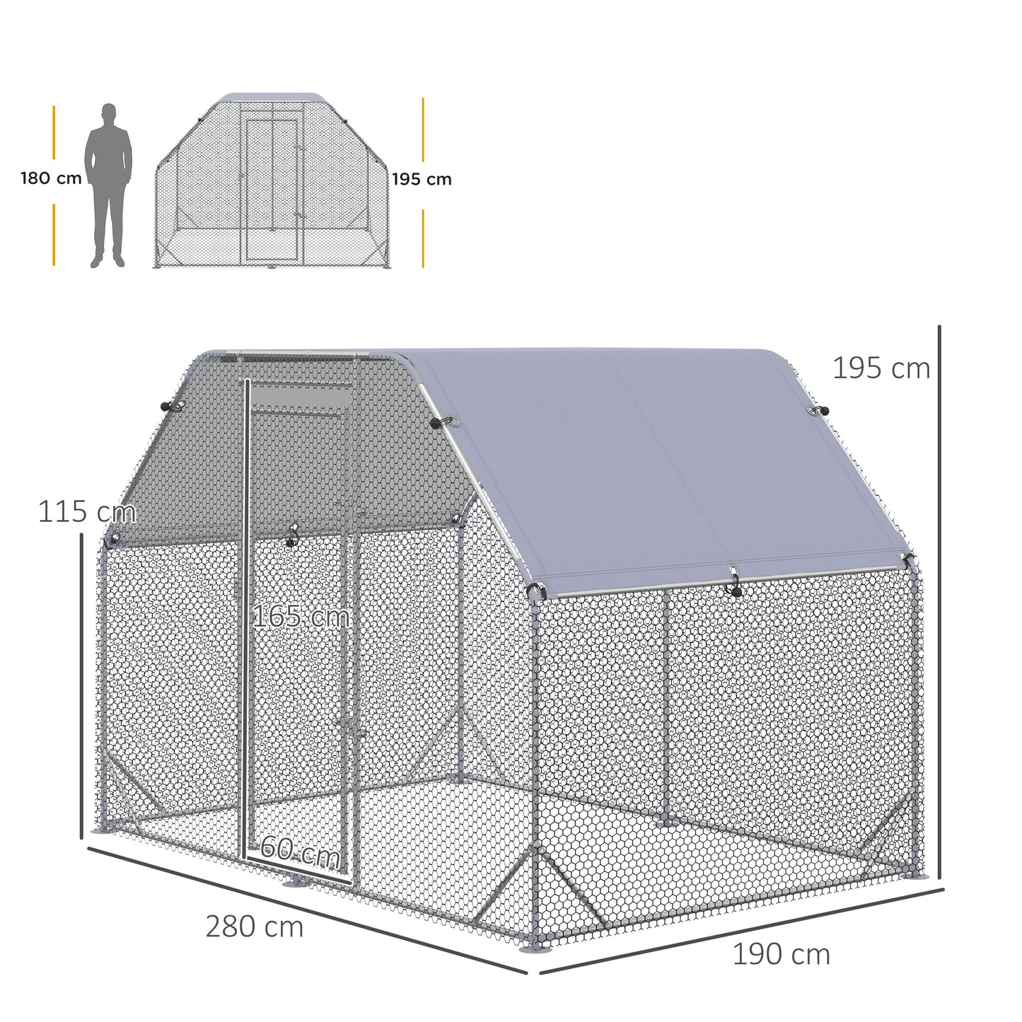 Chicken Run W/ Roof, Walk In Chicken Coop, Hen House Duck Pen