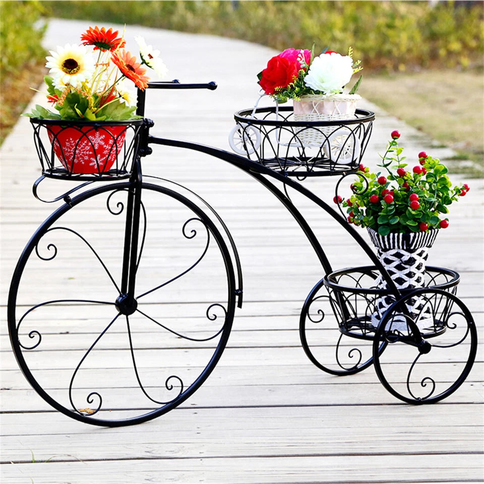 Bicycle Planter Metal Plant Stand Garden Bike Flower Pot Cart Holder Basket Deco