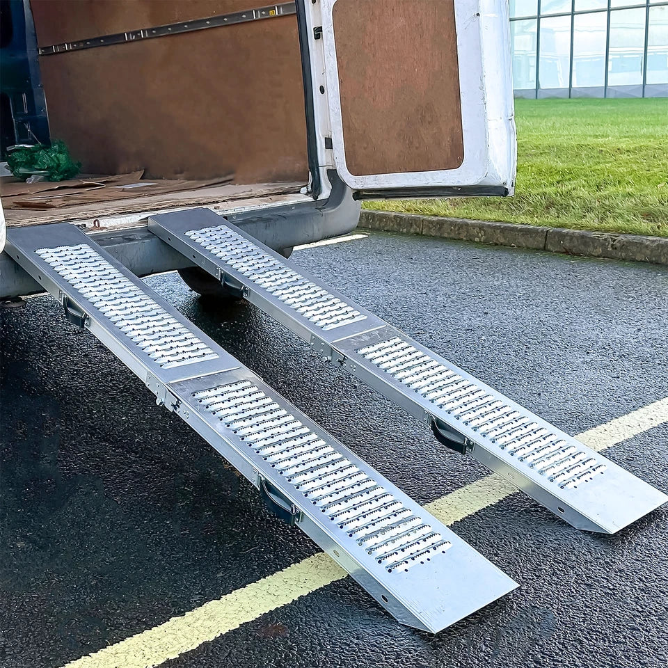 2X Foldable Loading Ramps 400KG 180Cm For Golf Buggy Lawnmower Quad Scooter