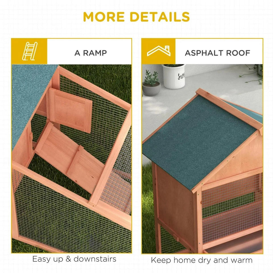 Pawhut Wood Rabbit ,Bunny, Pig Hutch Water Resistant w/ Ramp Outdoor Use