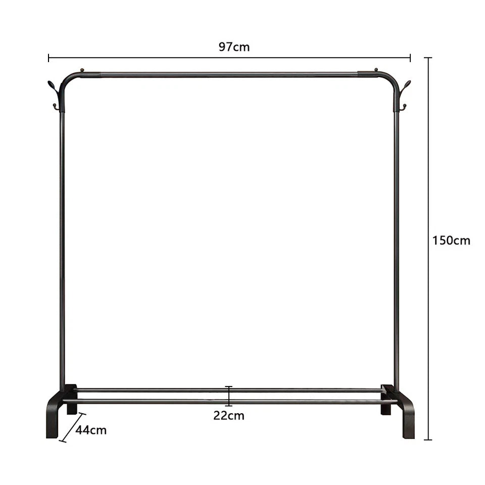 Heavy Duty Metal Clothes Rack Single Rail Garment Dress Indoor