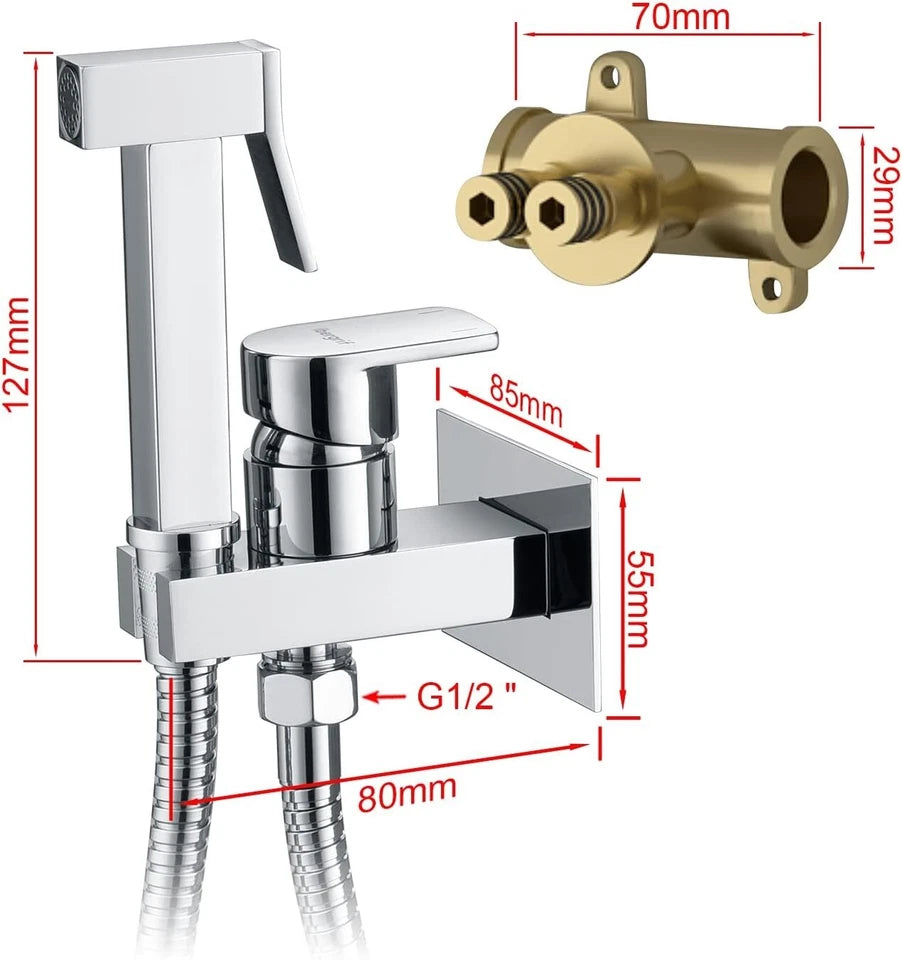 Muslim Shower Mixer Kit, Hot and Cold Bidet Spray with Shattaf Sprayer