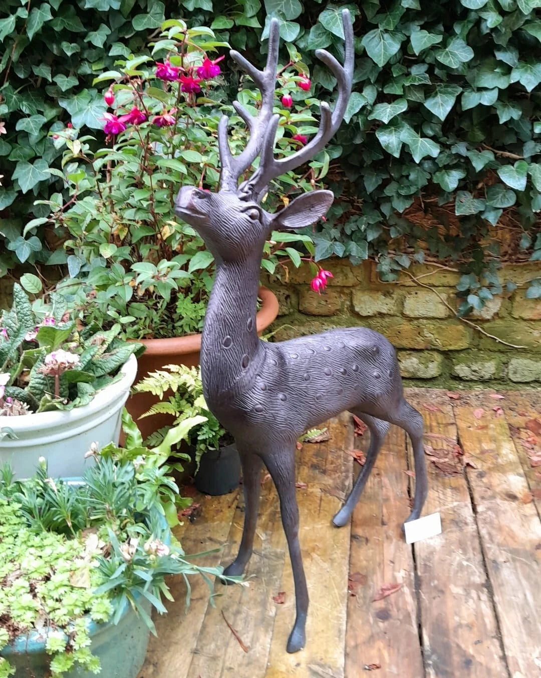 Aluminium Stag Garden Sculpture Ornament Cast Aluminium With Aged Finish