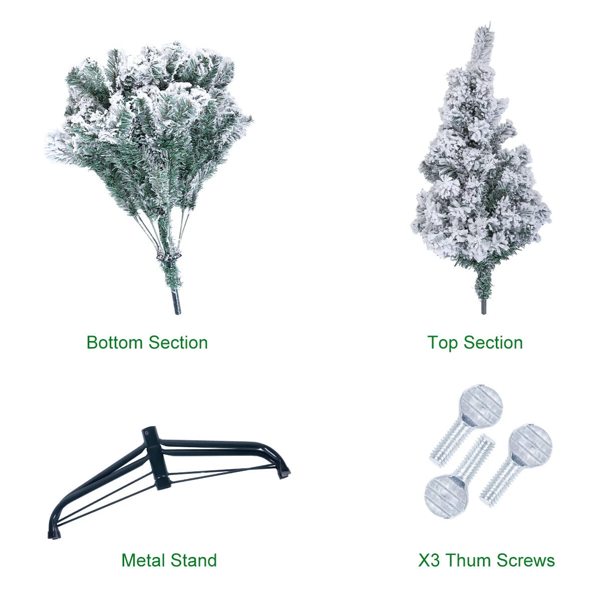 5/6FT Snow Flocked Christmas Tree Bushy Branch Xmas Home Decoration In&Outdoor