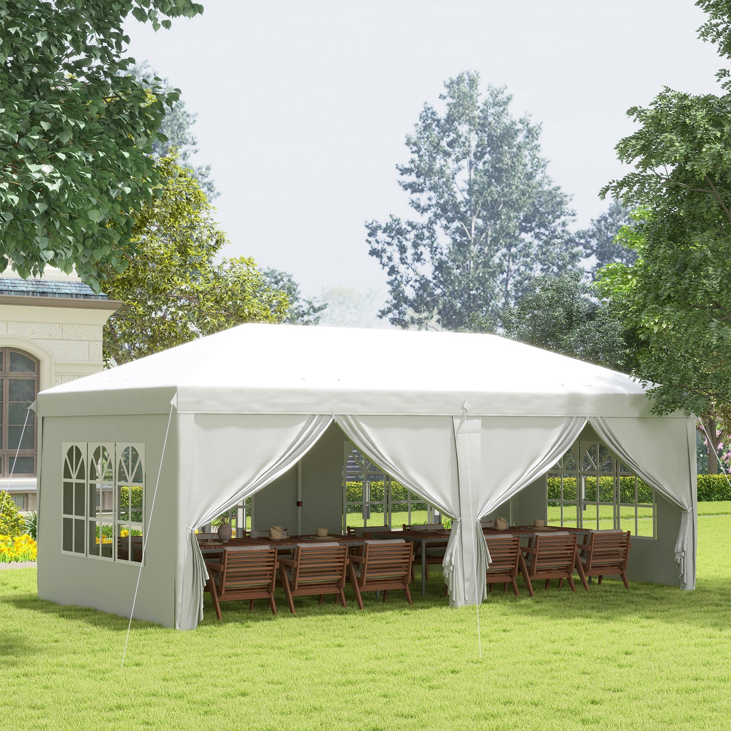 3x6m Popup Garden Heavy Duty Gazebo Marquee Party Tent Canopy with 6 Side Walls