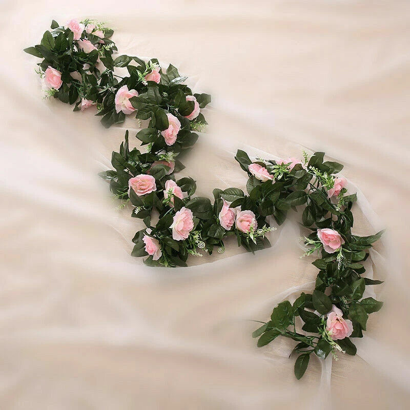 2.5m Artificial Flower Silk Rose Leaf Garland Vine Ivy Home Wedding Garden