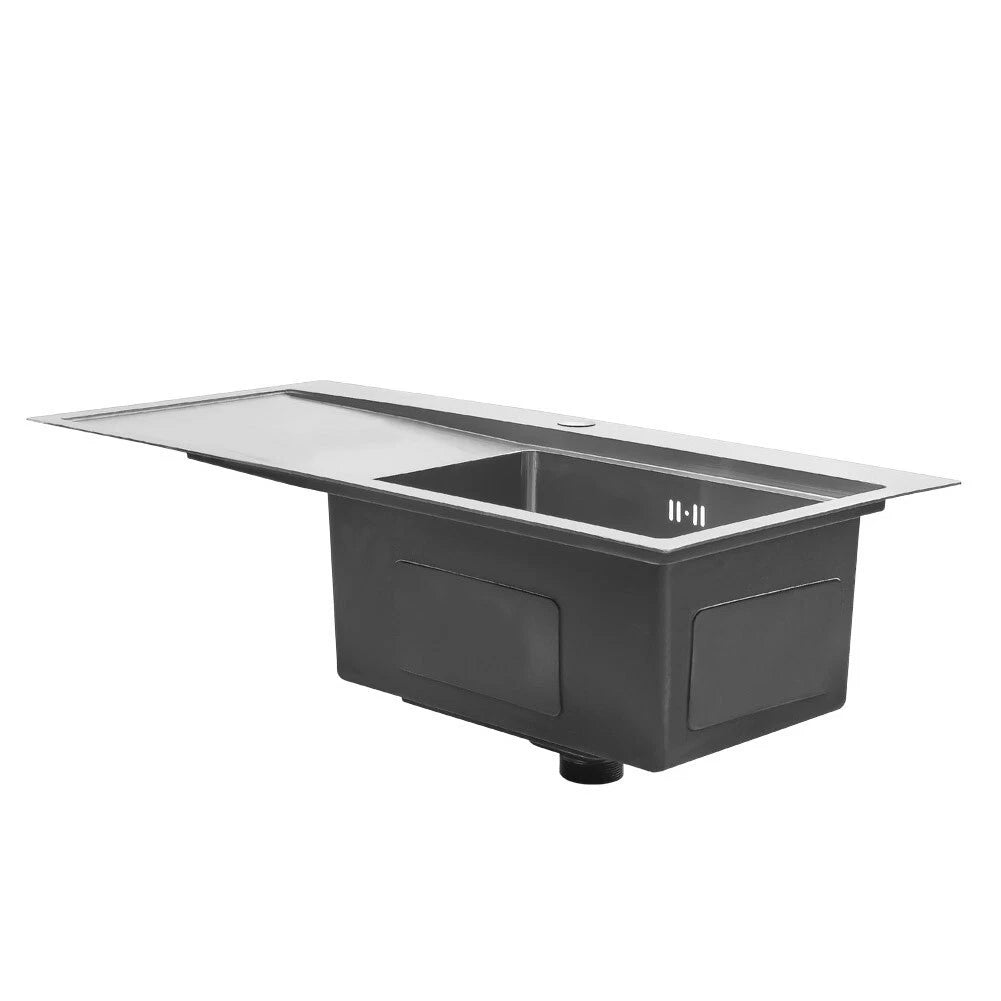 1.0 Bowl Stainless Steel Inset Kitchen Sink With Left Hand Drainer Free Waste