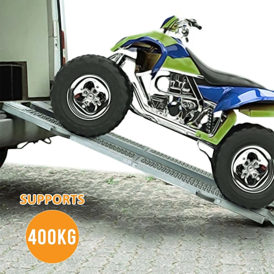 2X Foldable Loading Ramps 400KG 180Cm For Golf Buggy Lawnmower Quad Scooter