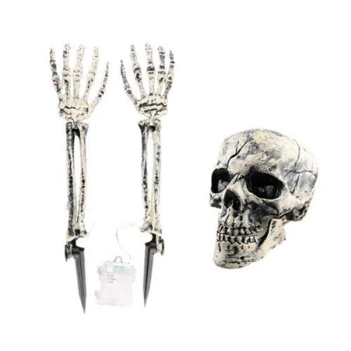 Skeleton Bones Prop Ground Breaking Scary Halloween Decoration Human Skull Party